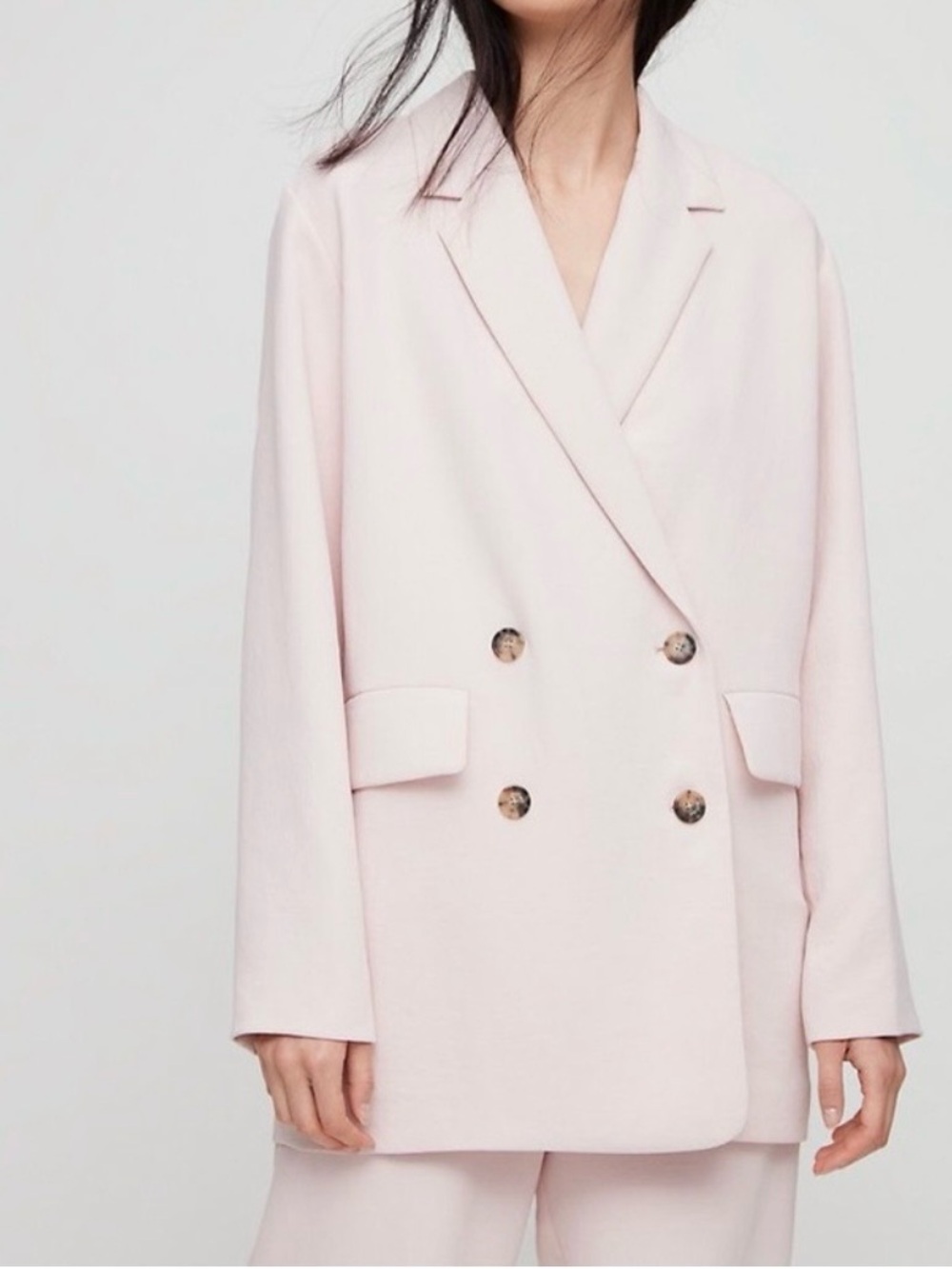 Aritzia Wilfred Size S Cherrelle Blazer Pink Double Breasted Jacket